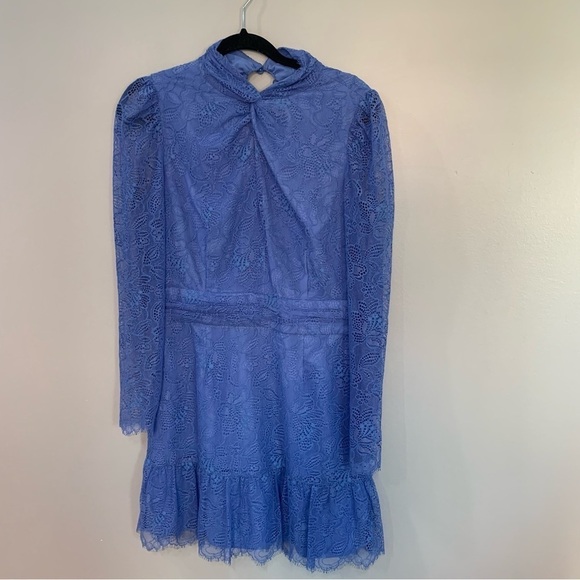 Saylor Dress Jayme Mini Long Sleeve in Blue Lace - Picture 5 of 7